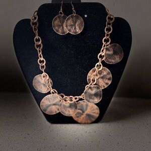 Elegant Copper-Toned Necklace and Earring Set